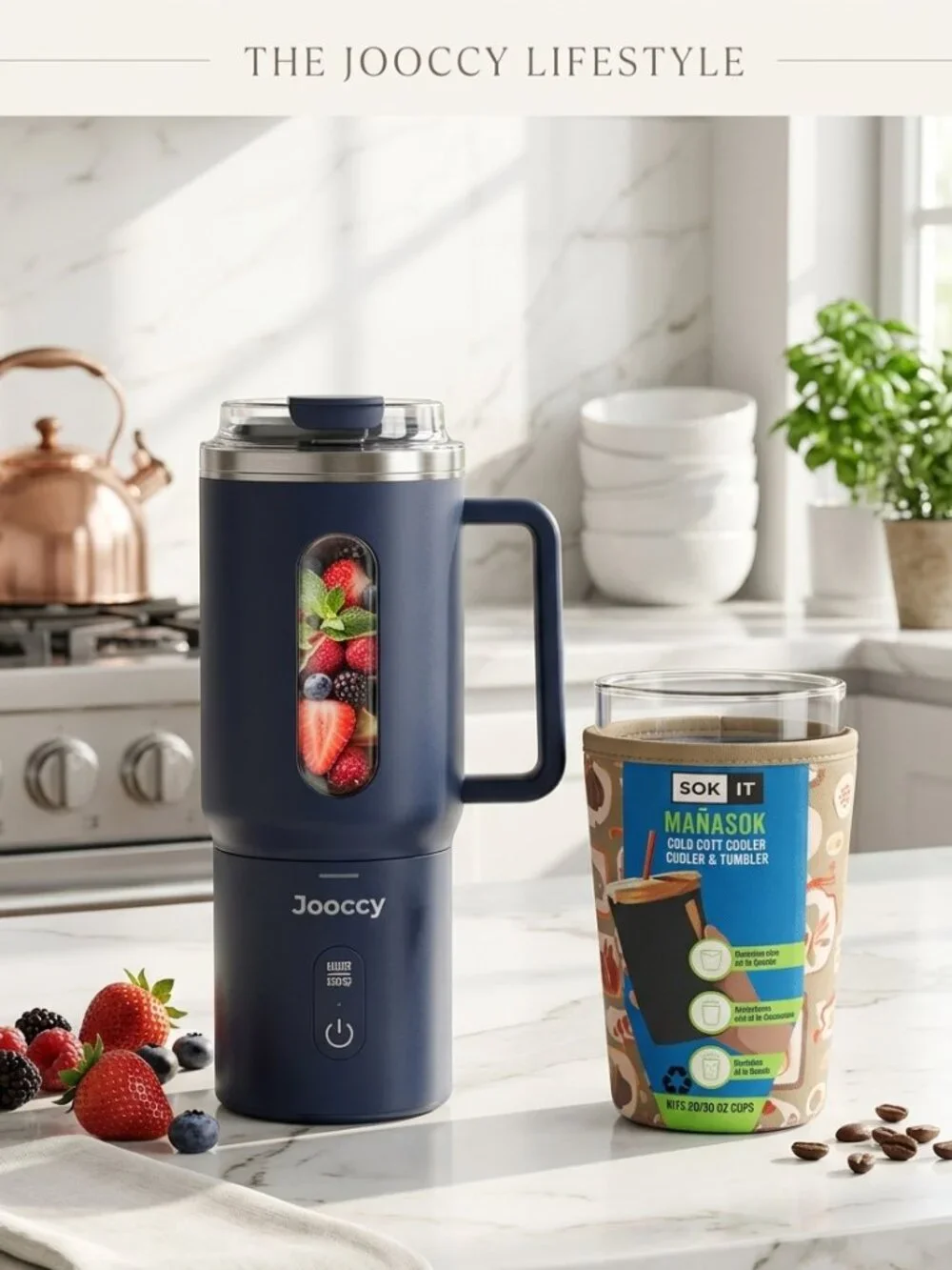 Jooccy Pro-Series 18oz Portable Personal Blender – Cordless, USB-C Rechar